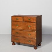 Mahogany, Brass Bound, Two-part Military Chest
