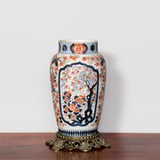 Meiji Period Imari Vase On Cast Brass Base