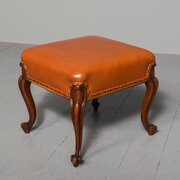 MidVictorian mahogany leather upholstered stool