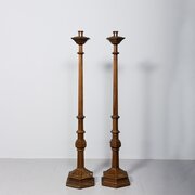 Monumental Pair Of Cast Bronze Candle Stands