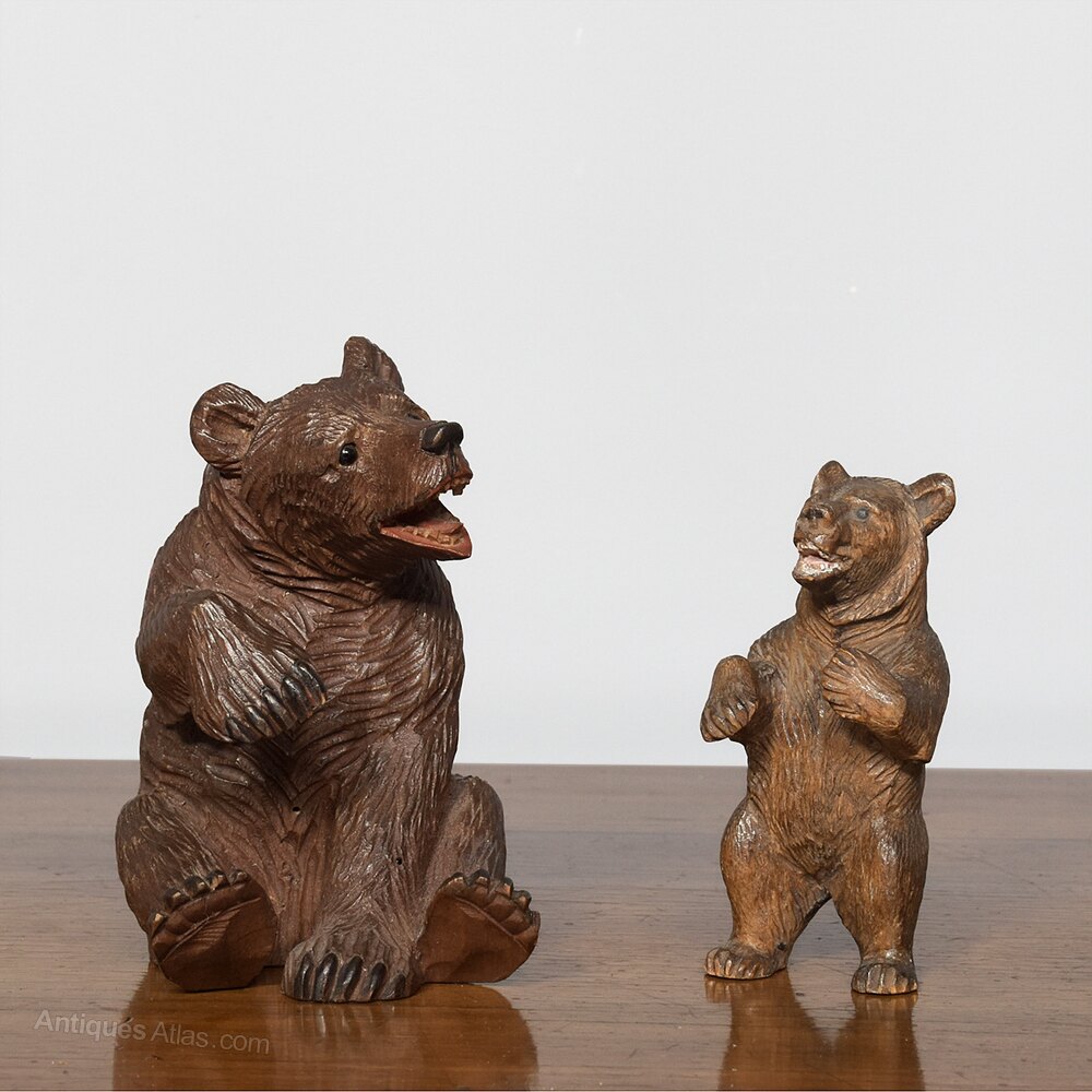 Antiques Atlas - Mother And Cub Hand-carved Black Forest Bears