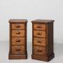 Neat-sized, Figured Walnut Slim Chests Of Drawers