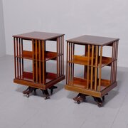 Pair Sheraton-style Mahogany Revolving Bookcases