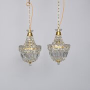 Pair Of Brass And Crystal Light Fittings