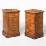 Pair of Burr Walnut Pedestal Bedsides