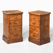 Pair Of Burr Walnut Pedestal Bedsides