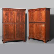 Pair Of George III Style Mahogany Wardrobes