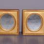 Pair of Gilded Rectangular Framed Oval Mirrors