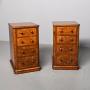 Pair of Large Burr-Walnut Bedside Pedestals chests
