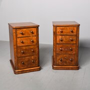 Pair Of Large Burr-Walnut Bedside Pedestals Chests