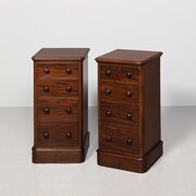 Pair Of Mid-Victorian Flame Mahogany Bedsides