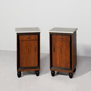 Pair Of Original French Marble Top Bedside Cabinet