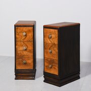 Pair Of Tall Narrow Art Deco Bedside Pedestals
