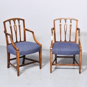 Pair Of Inlaid Mahogany Georgian Hepplewhite Armchairs 
