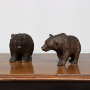 Pair Of Original Carved Wooden Black Forest Bears