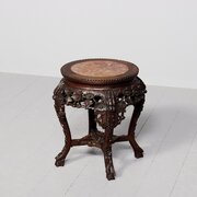 Qing Dynasty Hongmu Marble Top Plant Stand