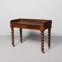 Quality mid-Victorian mahogany two-drawer side table