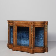 Quality, Serpentine-front Inlaid Walnut Credenza