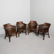 Rare Set Of Four Victorian Oak Captain’s Chairs