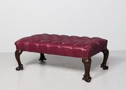 Red Hide Upholstered Georgian-style Footstool