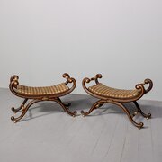 Regency Style Scumbled & Gilded Window Seats