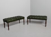Regency Leather Upholstered Long Benches/stools 