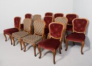 Set Of 12 Oak Framed Dining Chairs