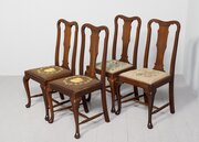 Set Of 4 Tall Queen Anne Style Dining Chairs
