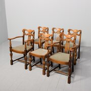 Set Of 6 Quality Oak Dining Chairs