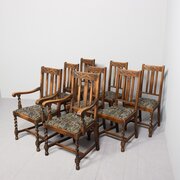 Set Of 8 Solid Oak Dining Chairs
