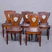 Set Of Five George IV Heraldic Mahogany Hall Chair