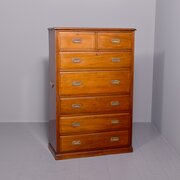 Tall Victorian Mahogany Military Secretaire Chest