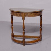 Tudor Style Oak Demi-Lune Table In Oak