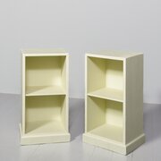 Unusual Pair Of Cotswold-style, Open Teak Bedsides