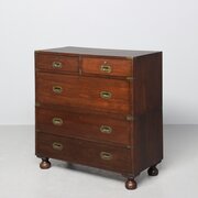 Victorian 2 Part Brass-bound Teak Military Trunk.