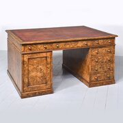 Victorian Burr Walnut Partners Desk 