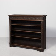Victorian Carved Oak Open Bookcase