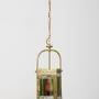 Victorian Brass And Stained Glass Hall Lantern