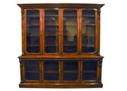 Victorian carved burr walnut cabinet bookcase