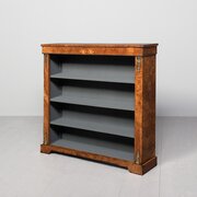 Victorian-style Inlaid Burr Walnut Open Bookcase