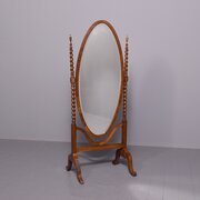 Walnut Framed Cheval Mirror