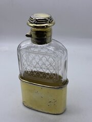 Silver Gilt/Cut Glass Hip Flask. Asprey. Ldn 1907