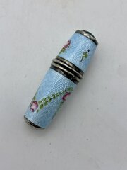 Silver Guilloche Enamel Sewing Etui.