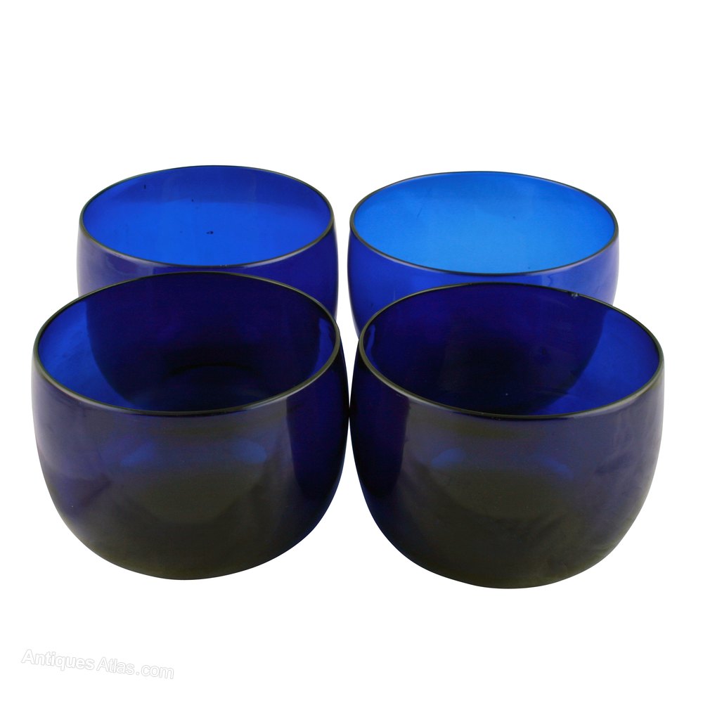 Antiques Atlas Four Bristol Blue Glass Finger Bowls