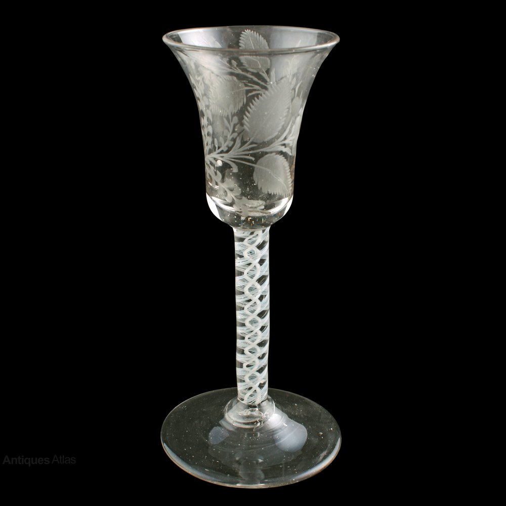 Antiques Atlas Opaque Spiral Stem Wine Glass