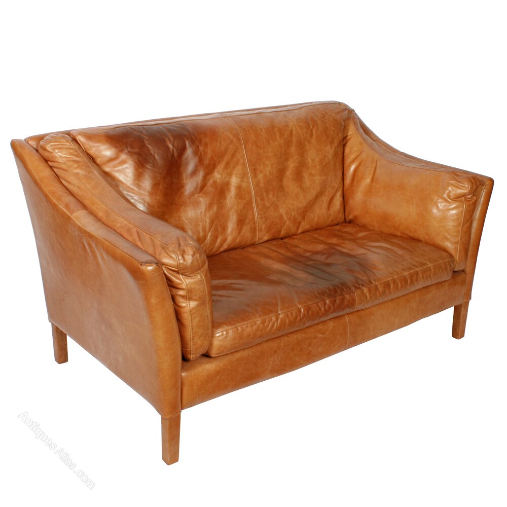 Pair Of Leather Two Seat Settees - Antiques Atlas