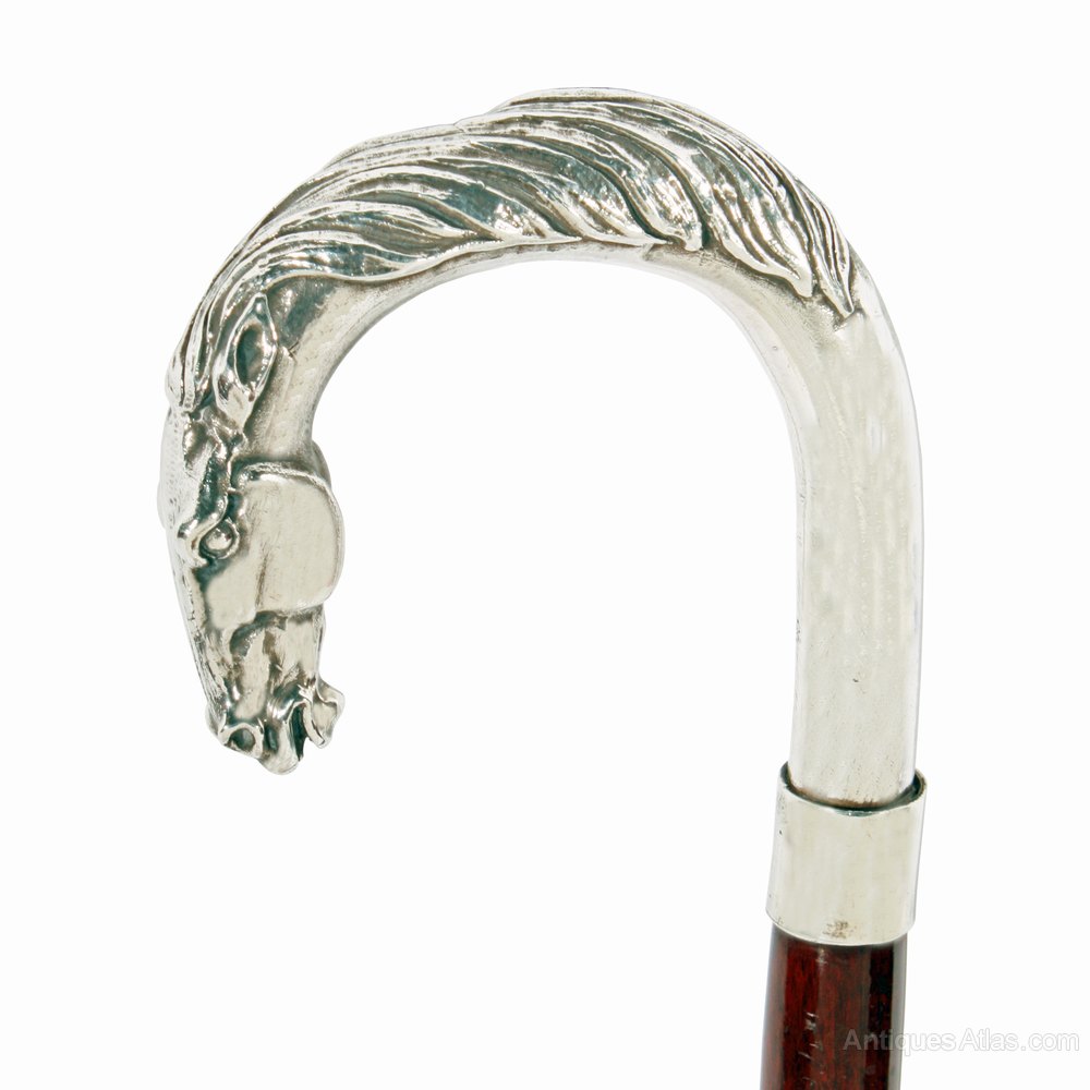 Antiques Atlas Silver Horse's Head Walking Stick