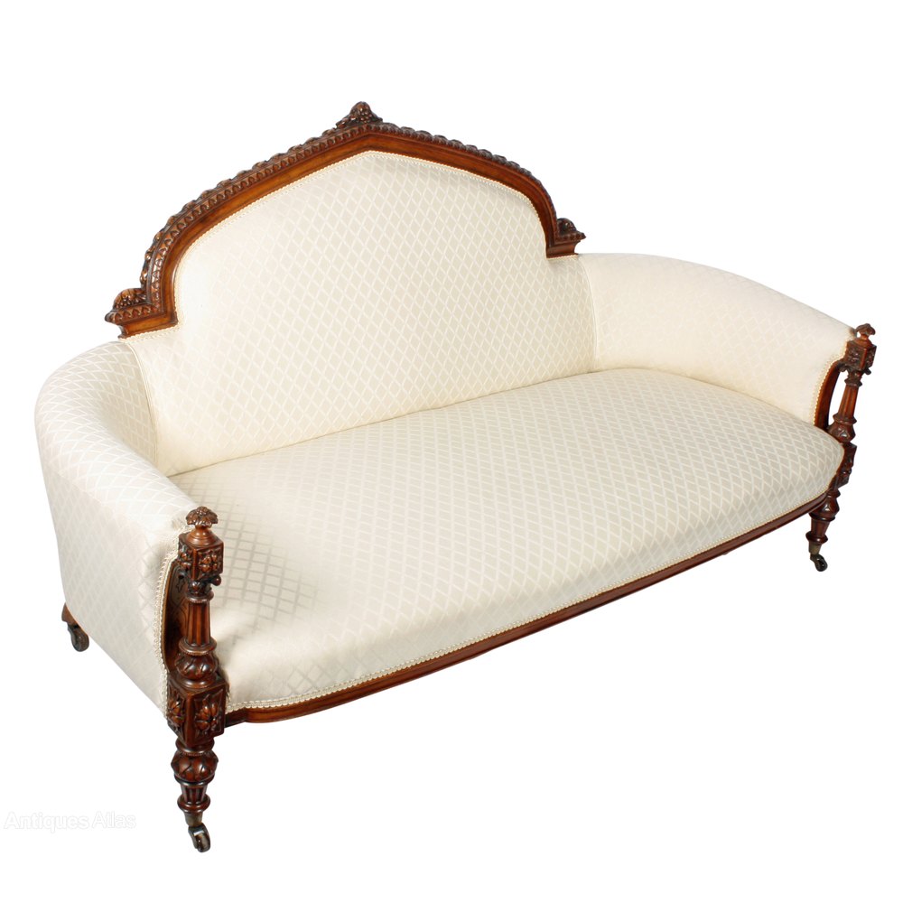 Victorian Carved Walnut Settee Antiques Atlas