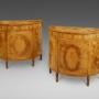 A Fine Pair Of Satinwood Demi Lune Commodes