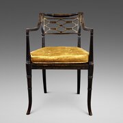 A Fine Regency Ebonised  Gilt Decorated Arm Chair